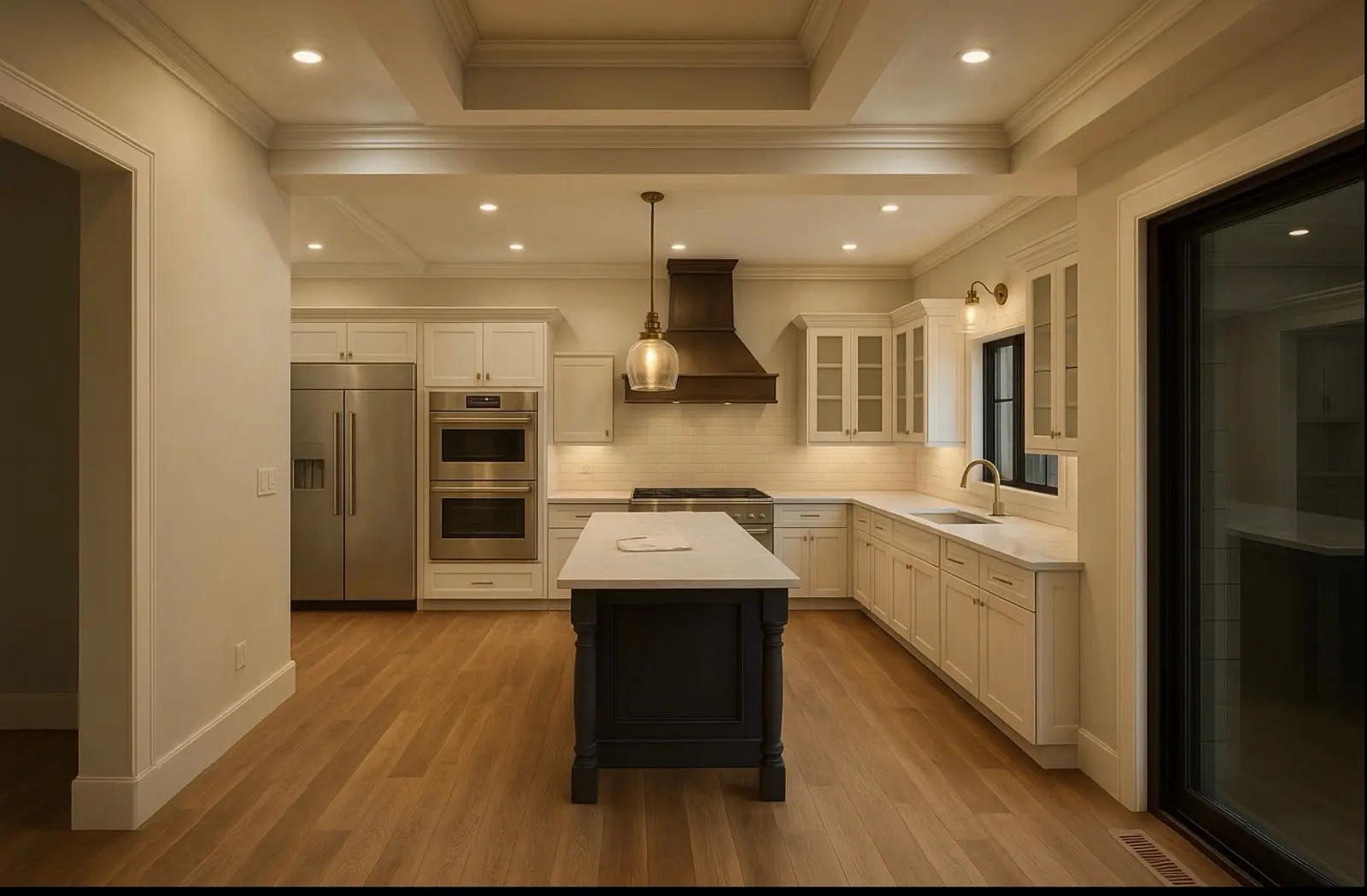 Modern new construction kitchen with stainless appliances by ARS Home Improvement